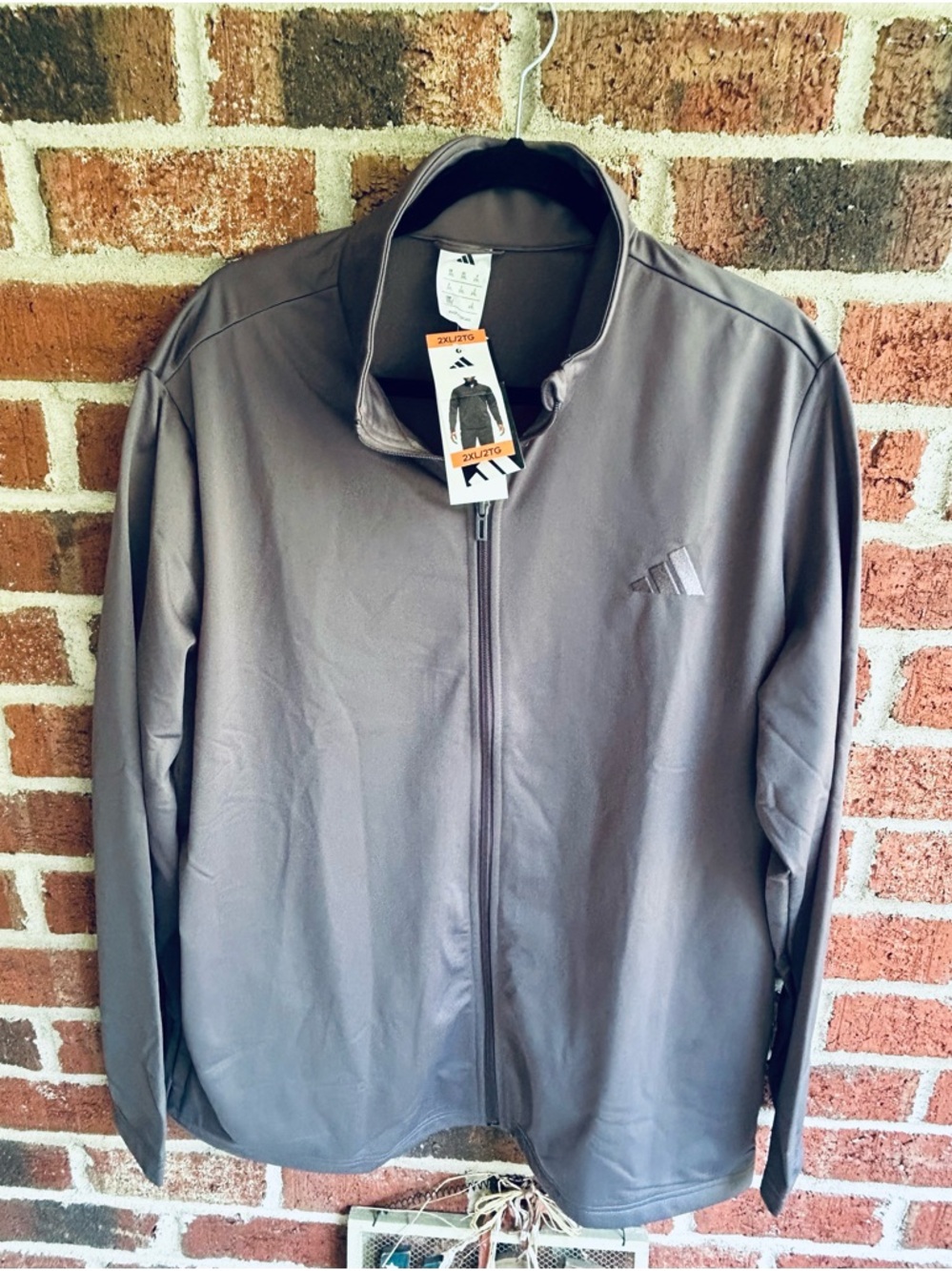 Adidas Men's 2XL TRICOT FZ Grey Full Zip front/pocket Jacket New! Polyester